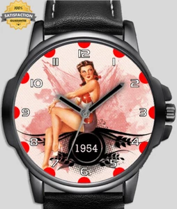 Pin Up Calendar Girl Retro 1954 Style Unique Beautiful Wrist Watch UK FAST - Picture 1 of 1