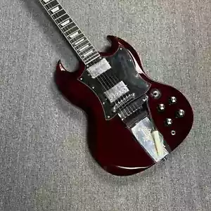 Top Dark Red SG Chitarra Elettrica Lavoro Fine Feel Confortevole Suono Super 6 Corde - Foto 1 di 14