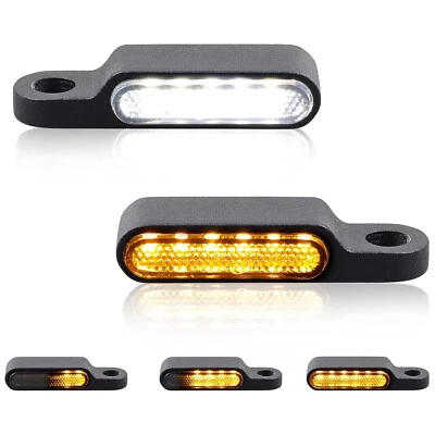 Motorrad Blinker E geprüft Led Mit Standlicht weiß & gelb Universal 8MM 2.stk DE - Bild 1 von 4