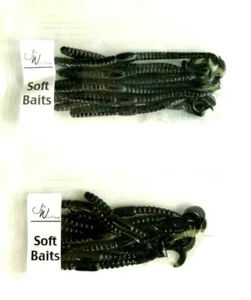 Jed Welsh Curl Tail Earthworm Black Gold Glitter 10ct and Black Red Glitter 10ct - Picture 1 of 12