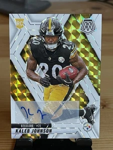 2025 Mosaic Kaleb Johnson RC White Prizm Auto #/25 SP Steelers - Picture 1 of 2