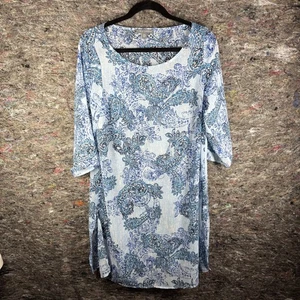 Jessica London Kleid Damen 12W Blau Paisleymuster 3/4 Arm Knielang Boho - Bild 1 von 11