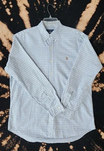 Ralph Lauren Shirt Mens Large Classic Fit Button Down Blue Plaid Light Preppy - Picture 1 of 19