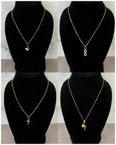 ECHT 18k Gold zierliche Halsketten Unendlichkeit/Kreuz/religiös MINI 18" Halskette - Bild 1 von 22