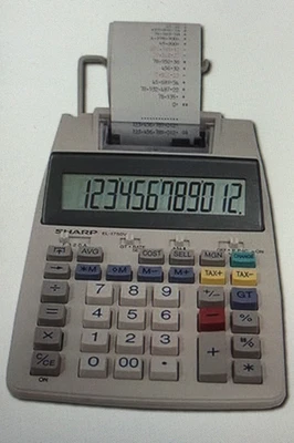 Sharp EL-1750V Two-Color Printing Calculator 2 Lines/Sec 3" Black/Red - Image 1 of 4