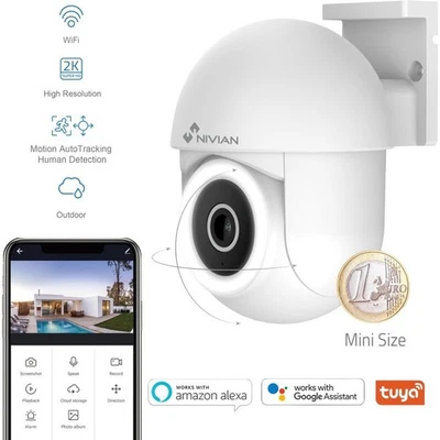 Mini Telecamera PTZ WiFi IP CAM Dome Esterno Rilevamento Visione notturna NIVIAN - Bild 1 von 4