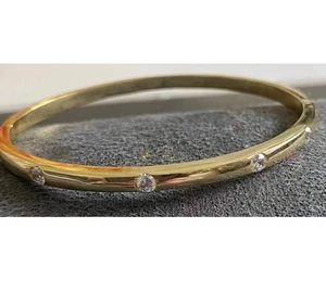 3 Ct Treated Certified Off White Diamond Solitaire Bangle Bracelet In 925 Silver - Picture 1 of 4