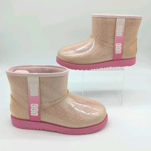 UGG Womens Size 6 Classic Clear Mini Boots Waterproof Snow Shoes Pink Combo  - Picture 1 of 13