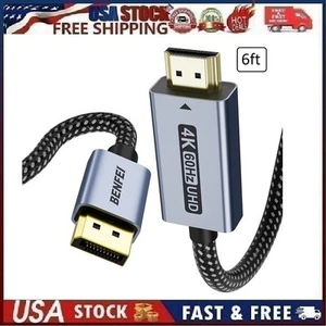 BENFEI 4K DisplayPort to HDMI Cable 1M 6ft, Uni-Directional DP to HDMI Style 2 - Picture 1 of 13