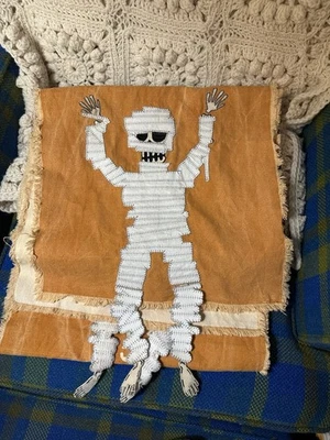 🎃Mud Pie Halloween Mummy Eat Drink and Be Scary’ Table Runner 13x72 Orange - Image 1 of 4