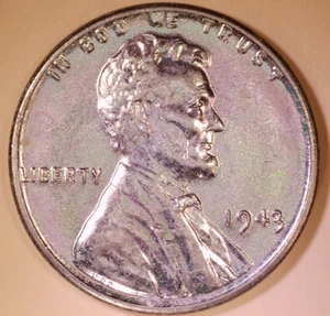 1943 Lincoln Cent Rainbow Toning - Picture 1 of 3