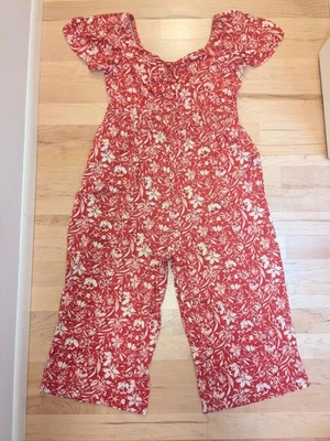 2 Pantalones Mono Rojo Órrido Floral Corbata Cuello en V Bolsillos Pierna Ancha 18 20 Foto 1 de 4