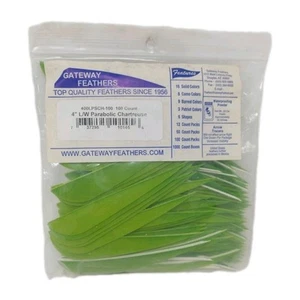 100 Pack Gateway Feathers 4" Left Wing: Parabolic Chartreuse Green 400LPSCH-100 - Picture 1 of 4