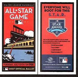 2007 FOX BASEBALL ALL STAR GAME BALLOT Unpunched - Picture 1 of 1