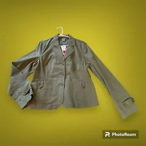 Nueva con etiquetas Chaqueta de Lona Elástica Marca Oliva Ejército Verde Mujer L con Botones - Imagen 1 de 9