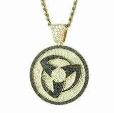 2Ct Round Cut Simulated Diamond Mens Charm Pendant 14k Yellow Gold Plated Silver