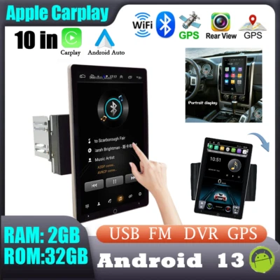 Apple Carplay Stereo FM Radio 32G Android 13 GPS Navigation BT WIFI HD 10in 2Din - Image 1 of 4