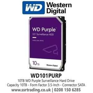 10TB WD Purple Surveillance Hard Disk Drive For CCTV DVRs NVRs & PC Desktop - Picture 1 of 5