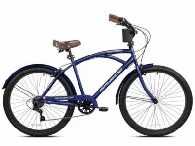 Bicicleta de crucero Kent Bayside 26" para hombre con portavasos, 7 velocidades, azul Foto 1 de 2