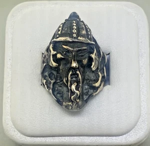 Vintage Rare Men's Solid Sterling Silver Genghis Khan Warrior Ring Size 8.5 - Picture 1 of 4