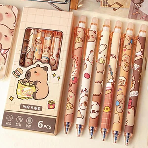 Cute Capibala Erasable Gel Pens Adorable Animal Pattern Ink Pens Retractable - Picture 1 of 12