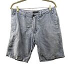 Banana Republic Linen Shorts Mens Size 31 100% Linen Blue Stripe Flat Front