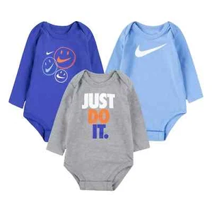 Nike Baby Unisex Multicolor 3-Pack Jersey Bodysuits Set Sizes NB/3M/6M/9M - Picture 1 of 8