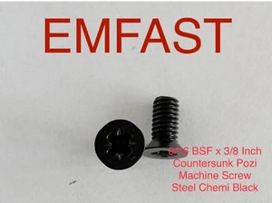 3/16 BSF x 3/8 inch countersunk pozi machine screw steel Chemi Black flat head - Picture 1 of 3
