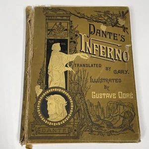 Antique Dantes Inferno 1880s Illustrated Plates Gustave Dore Large Book - Bild 1 von 24