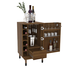 Liquor Cabinet, Bar Unit, Expandable w/ Stemware and Wine Rack, 1 Door, 1 Drawer