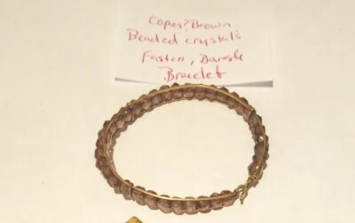 Gancho de metal marrón cristal plástico pulsera con cuentas pequeña pátina en gancho Foto 1 de 4