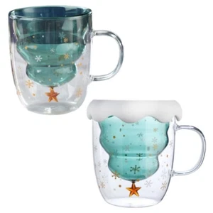 Weihnachtsbaum Glas Becher Kaffeetasse Weihnachtsgeschenk Wasserbecher Glastasse - Bild 1 von 10