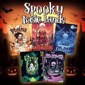 x10 Spooky Basic Lands - High Quality Altered Art Custom Cards - Imagen 1 de 7