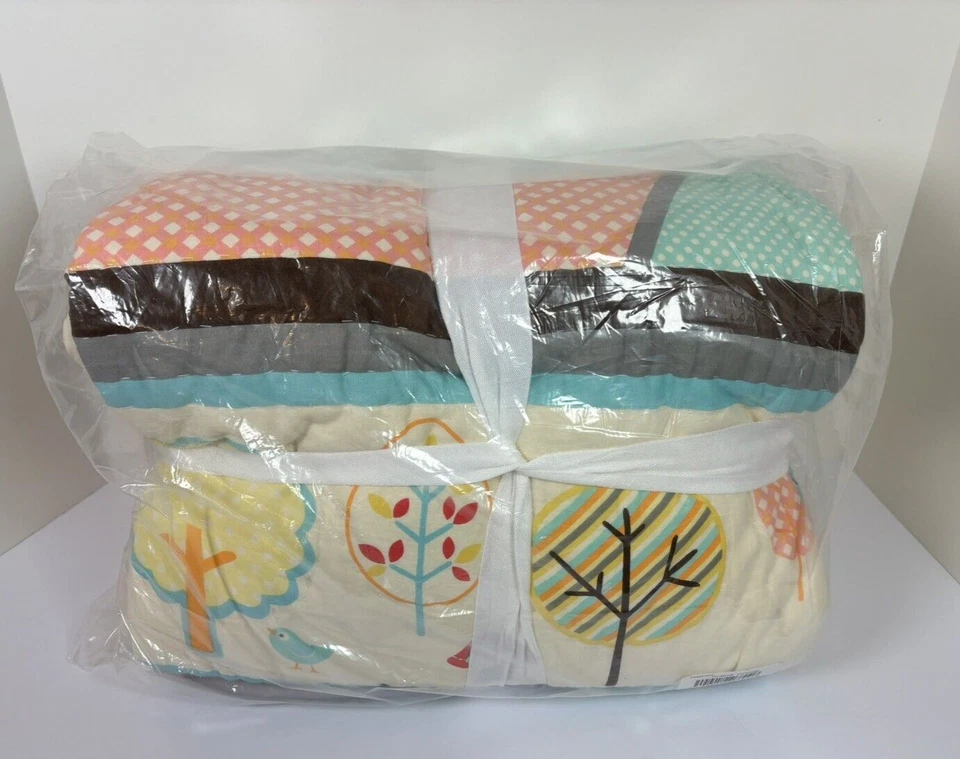 Juego completo de fundas de edredón Circo Love 'n Nature Queen búho pájaros árboles amarillo azul rosa Foto 1 de 4