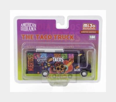 1:64 AMERICAN DIORAMA Truck The Van Taco Food Truck 2016 Black AMDI70100MJ - Photo 1/2