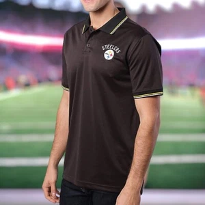 Ultra Game NFL Mens Football Pittsburgh Steelers Black Athletic Polo Shirt Large - Imagen 1 de 5