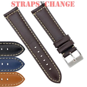 Padded Genuine Calf Leather white beige stitch Watch Strap Band Mens Ladies - Picture 1 of 7