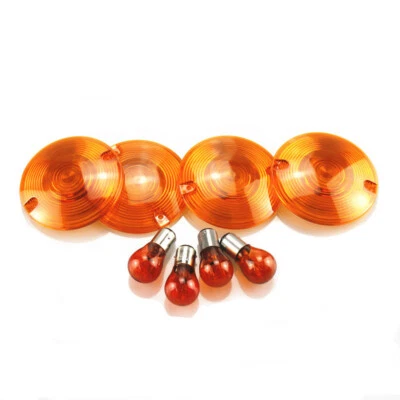 Cubierta de lente de luces de señal de giro de motocicleta con bombilla ámbar para Harley Road King FLHR Foto 1 de 4