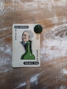 Parker Brothers Inc 1956 Clue Board Game Pieces Mr Green Card And Token Only - Picture 1 of 3