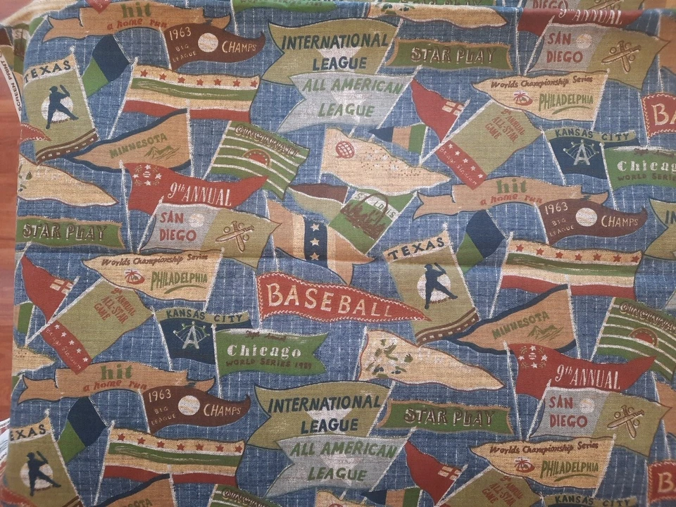 Bloomcraft Baseball Pennant Drapery Fabric - 4 Yards - New - Image 1 of 1