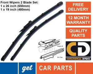 Front Wiper Blades (26" + 19") - Mercedes-Benz B-Class W246 2011-2018 Exact Fit - Picture 1 of 3