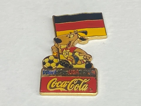 Vintage Coca-Cola Coke 1994 World Cup Soccer Lapel Pin Team Germany German Flag Cover