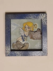Pin Up Angel Original Ink Drawing With Quartz Cluster And Agate Chalcedony Rocks - Picture 1 of 3