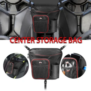 UTV Seat Storage Bag Center Organizer Drink Holder Mesh Pocket Can-Am Maverick - Picture 1 of 12