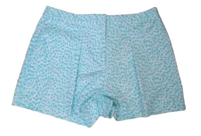 Nuevos Pantalones Cortos Michael Kors Turquesa Blanco Tiro Alto Elastizados Plisados Talla 14 Nuevos sin Etiquetas Foto 1 de 4