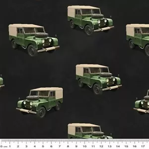 Remembering Vietnam War ANZACS Land Rover Charcoal Cotton Quilting Fabric 1/2 YD - Picture 1 of 3