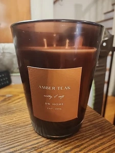 DW Home Richly Scented Large Candle AMBER TEAK Double Wick Brown Glass 20 Oz NEW - Picture 1 of 4