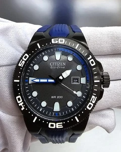 CITIZEN Eco-Drive Scuba Fin 46 MM Black Dial Rubber Men's Watch BN0097-02H - Picture 1 of 5