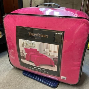 Juicy Couture Hot Pink Velour 3pc QUEEN Comforter Bed Set - Picture 1 of 4