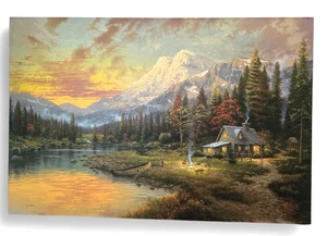 Thomas Kinkade Evening Majesty Beginning Of A Perfect Evening Canvas Print 42" - Picture 1 of 9